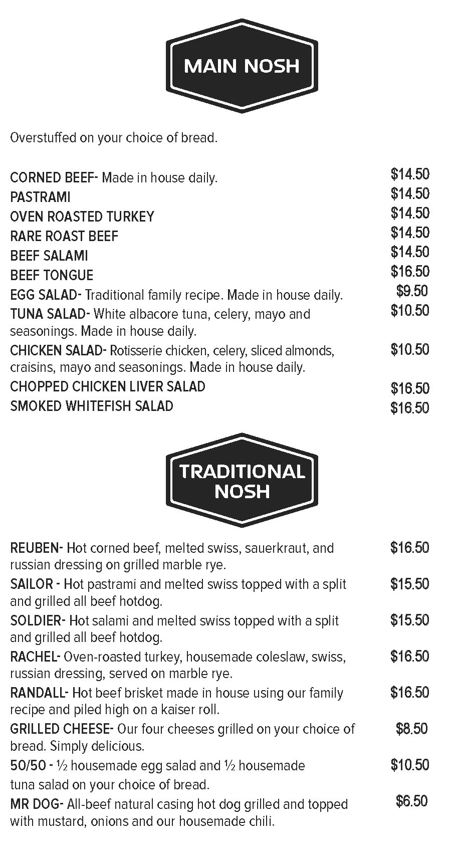 Menu Modern Nosh
